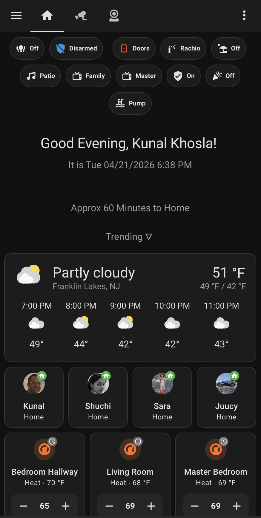 Home Assistant dashboard — the landing view of my install